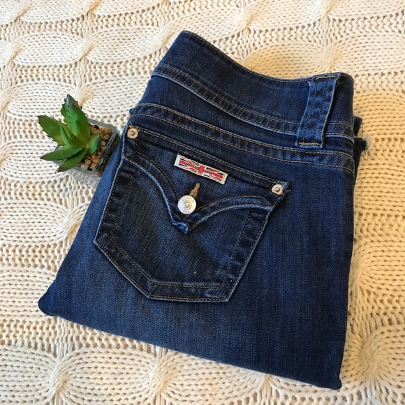 Hudson Jeans Denim - {Hudson} Ankle Crop Jeans Raw Hem Signature Pocket